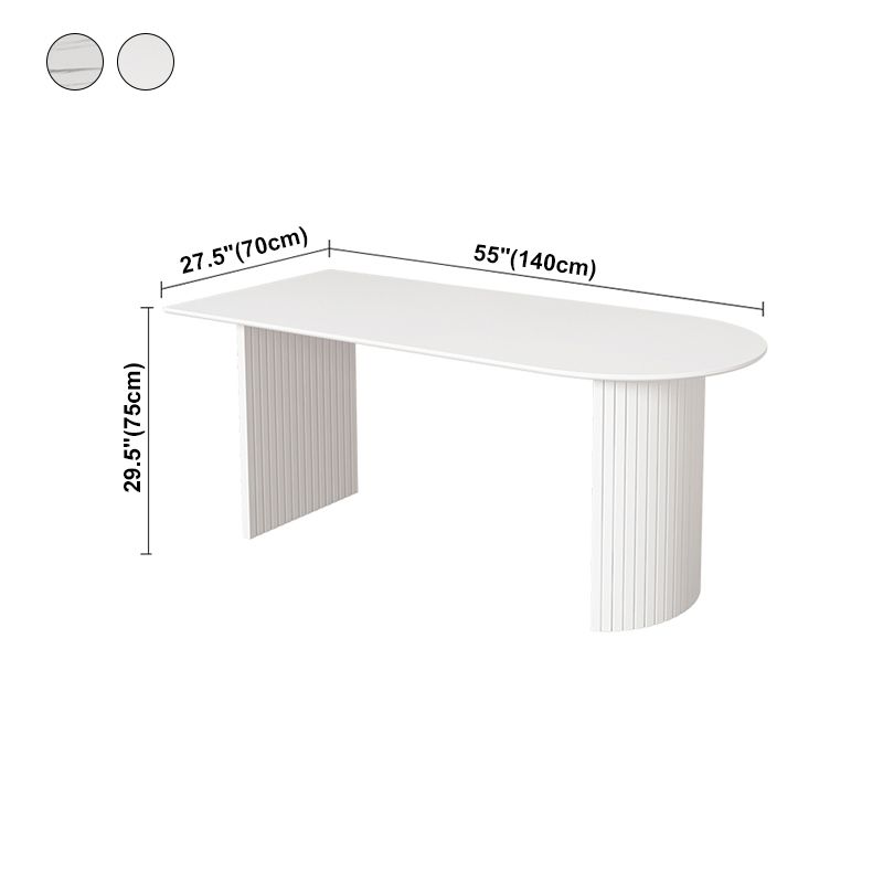 Modern Style White Dining Table Wood Dining Table with Double Pedestal Base