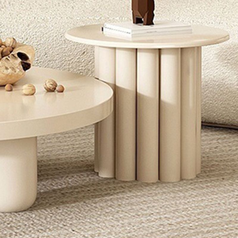 Solid Wood Coffee Table Minimalist Coffee Table with Round Top for Living Room
