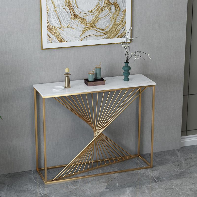 11.81-inch Wide Console Table Glam Marble Accent Table with 1 Shelf