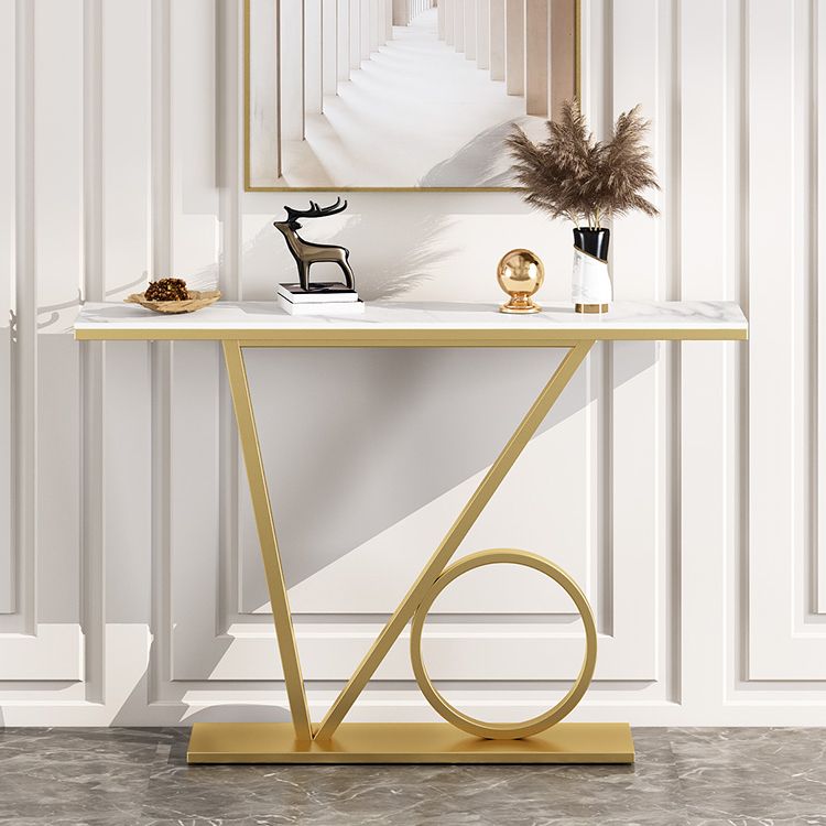 Modern 31.5" Tall Console Table Stone Abstract Base End Table for Hall