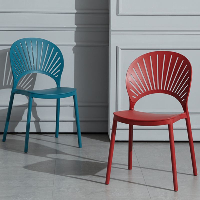 Scandinavian Plastic Armless Chair Kitchen Dining Room Open Back Chair