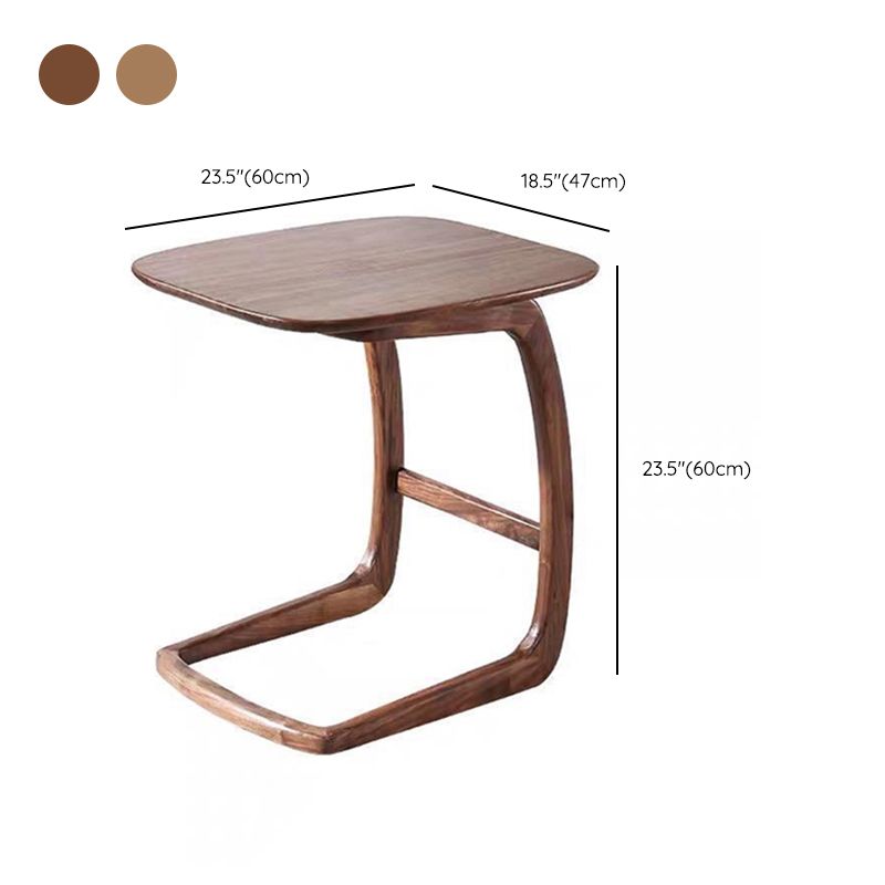 Modern Style Wood End Table Rectangular C-shape Sofa Side Accent Table