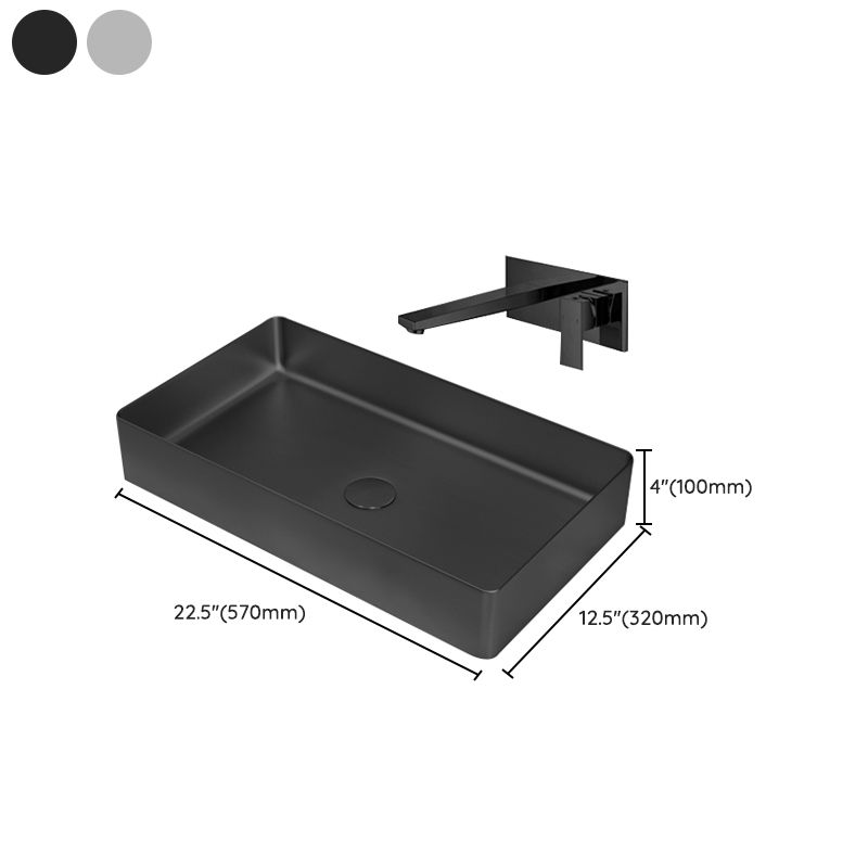 Contemporary Trough Bathroom Sink Solid Color Metal Trough Sink