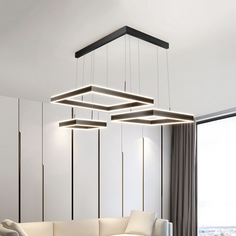 Modern vierkante kroonluchter licht multi-tier hangende hanglampen met acrylschaduw