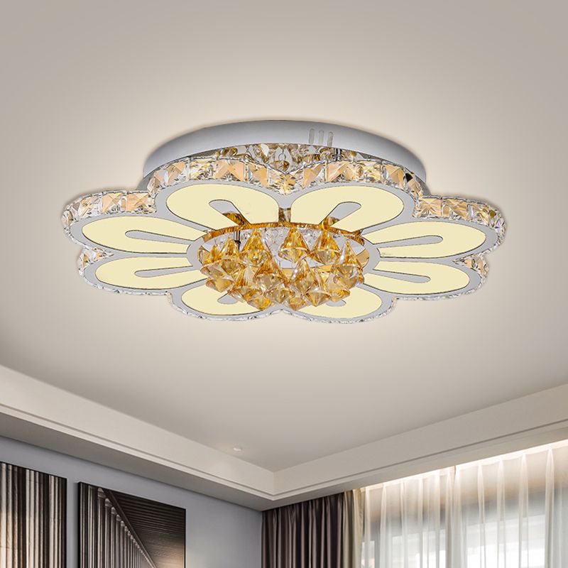 Blumenkristallblock halb Flush Light Modernismus LED Chrom in der Nähe der Deckenbeleuchtung