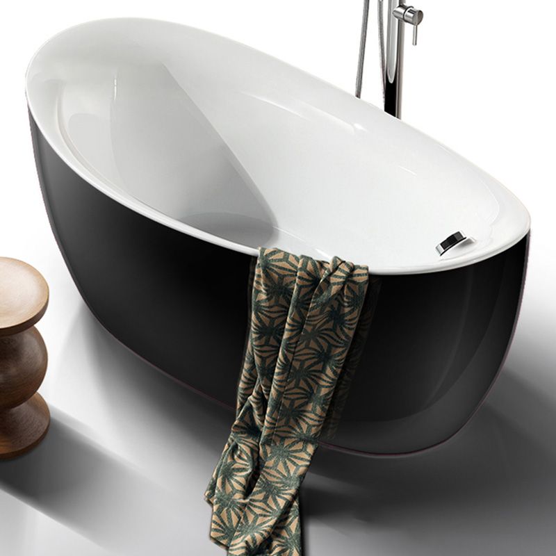 Modern White Ellipse Acrylic Bathtub Freestand Soaking Bathtub with Drain Bath Tub