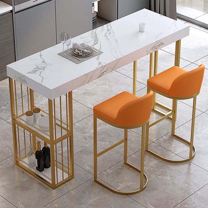 Contemporary Sintered Stone Top Counter Table with Double Pedestal
