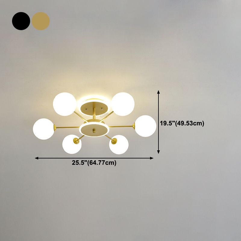 Glass Spherical Shape Chandelier Light Modern Style Multi Light Hanging Lamp for Bedroom