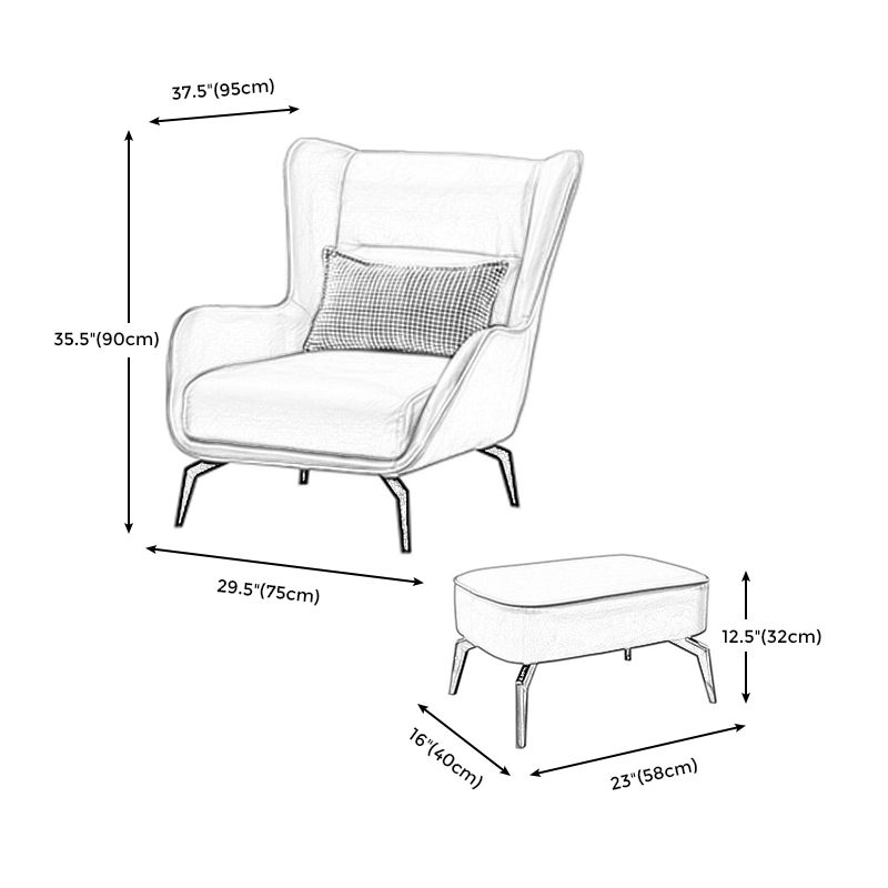 Solid Color Flared Arms Chair Basic Four Legs Chair for Living Room/Bedroom