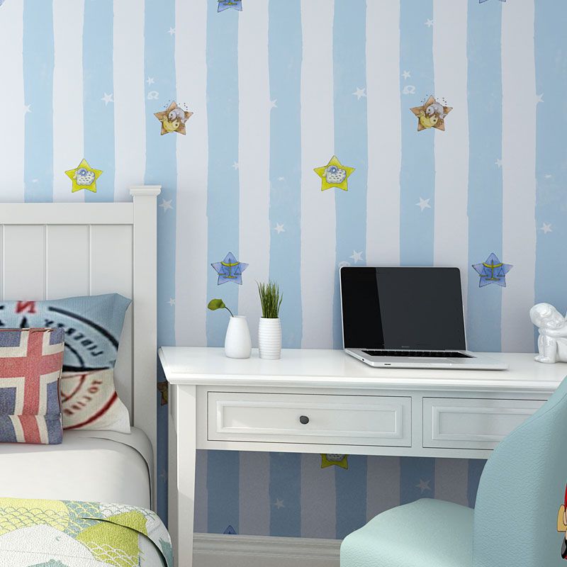 Rouleau de papier peint décoratif de couleur douce, revêtement mural Non collé en forme d'étoile et de poisson pour fille, Non collé