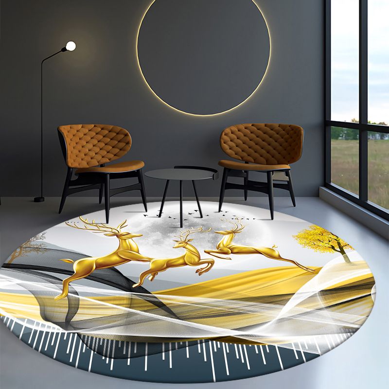 Orange Butterfly Rug Polyester Modern Rug Non-Slip Backing Rug for Drawing Room