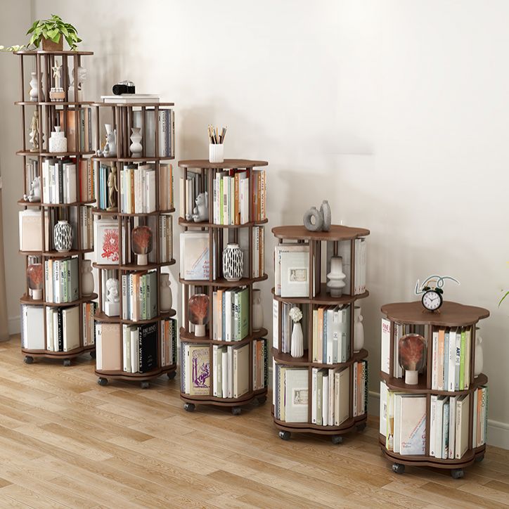 Scandinavian Style Bookshelf with Casters Bookcase for Home Office Study Room