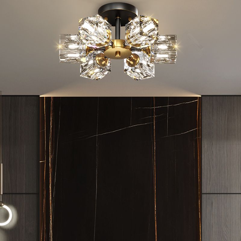 Plafonnier Crystal Simplicity, lampe encastrée à plusieurs têtes pour chambre à coucher