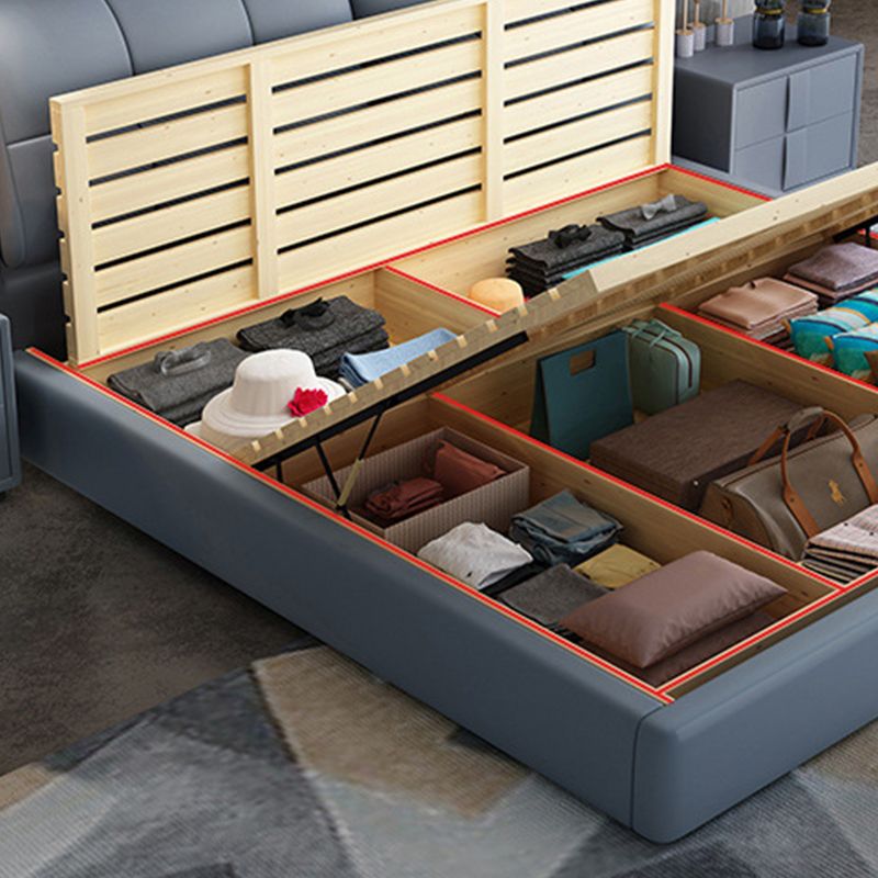 Contemporary Pine Wood Storage with Headboard Lift Up Storage Rectangular Bed Frame