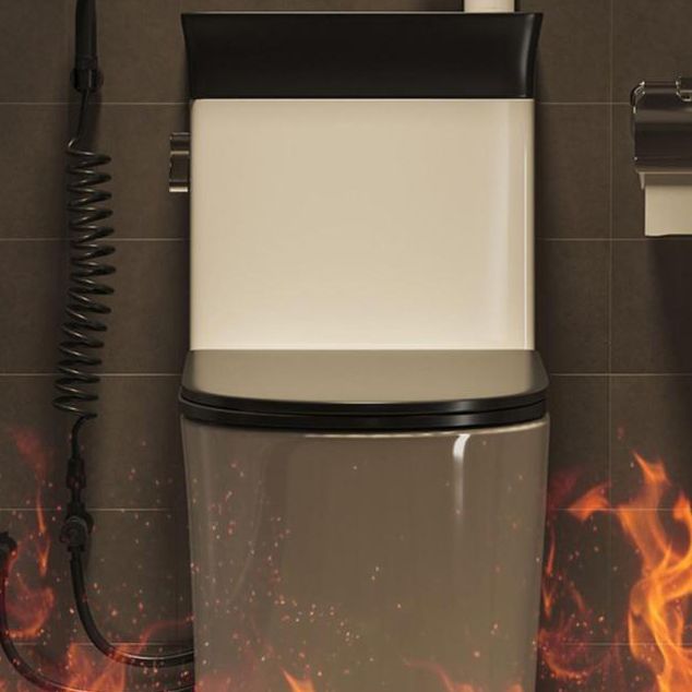 1-Piece Elongated Flush Toilet Ceramic Toilet Bowl with Wash Basin