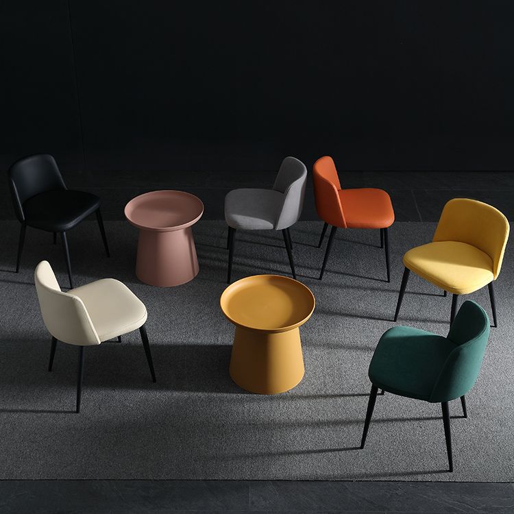 Home Scandinavian Side Chair Parsons Back Metal Upholstered Dining Room Chair