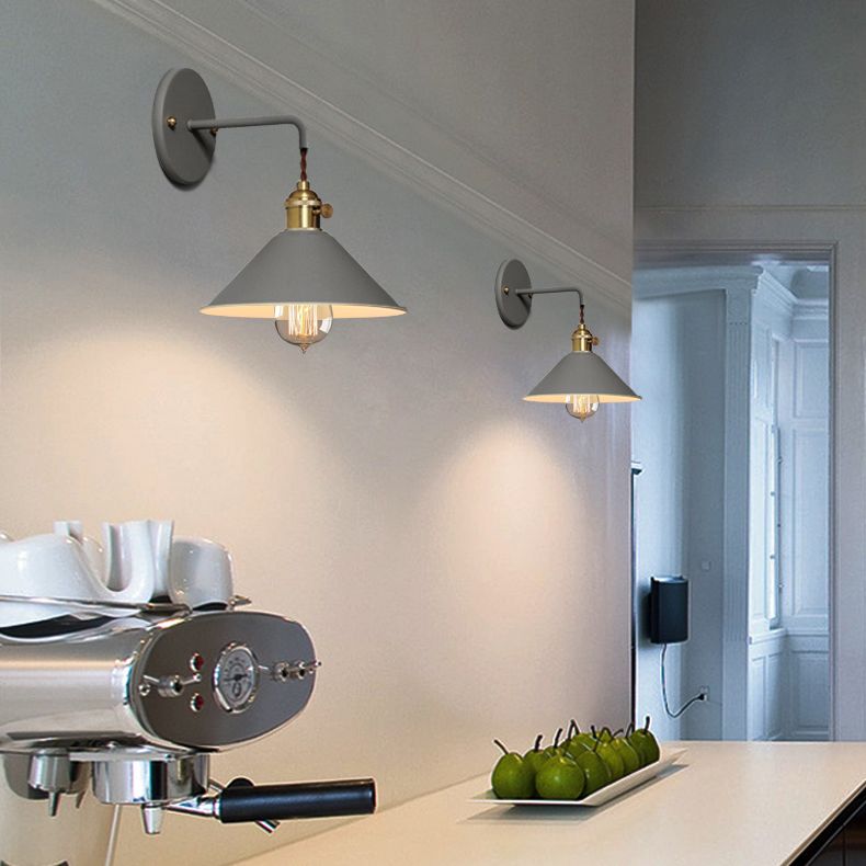 1 Light Metal Wall Mounted Light Fixture Modern Cone Wall Sconce Lighting for Dining Room