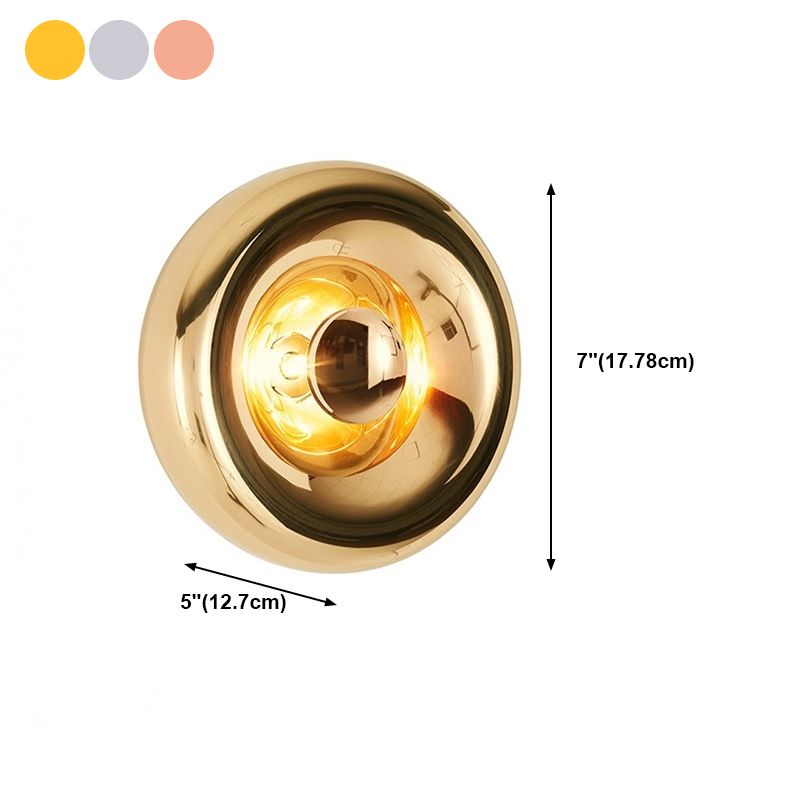 Postmodern Metal Wall Light Round Single Light Wall Sconce for Bedroom