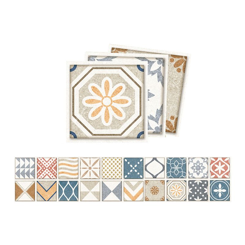 Yellow-Blue Bohemian Tiles Wallpapers Peel and Paste Modern Kitchen Wall Decor, 20 Pieces
