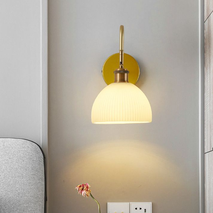 Dome Shape Glass Vanity Lamp Modern Style 1 Light Vanity Light Fixture in Gold