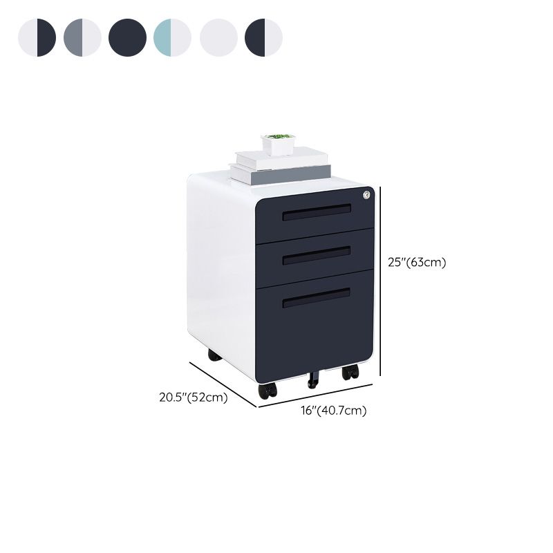 Contemporary File Cabinets Steel Frame File Pedestal with Key Lock for Office
