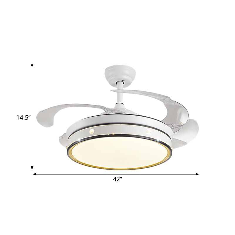 Acrilico a forma di tamburo Light Minalismo Minimalismo bianco a LED a 4 lale LED a filo illuminazione, largo 42 "
