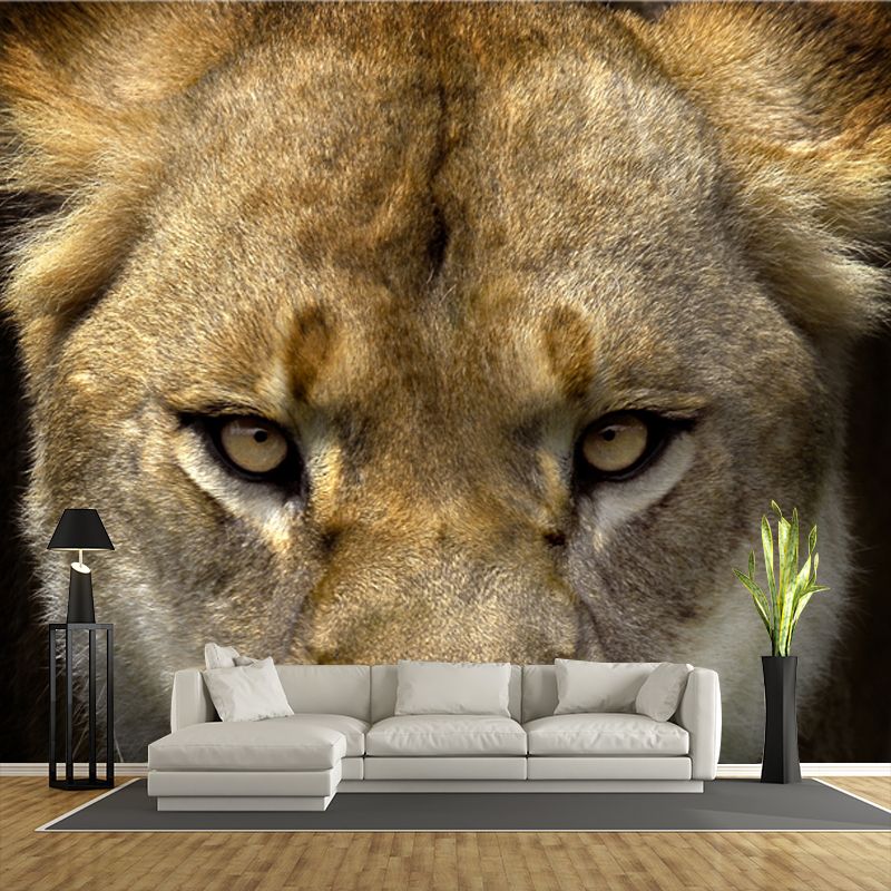 Photography Lion Head Mural Decal Huge Wall Covering for Living Room, Custom Made