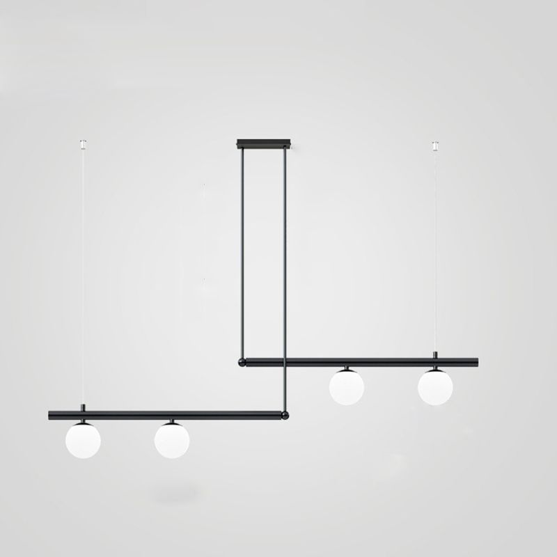 Globe Island Chandelier Lights Modern White Glass Pendant Lighting for Restaurant