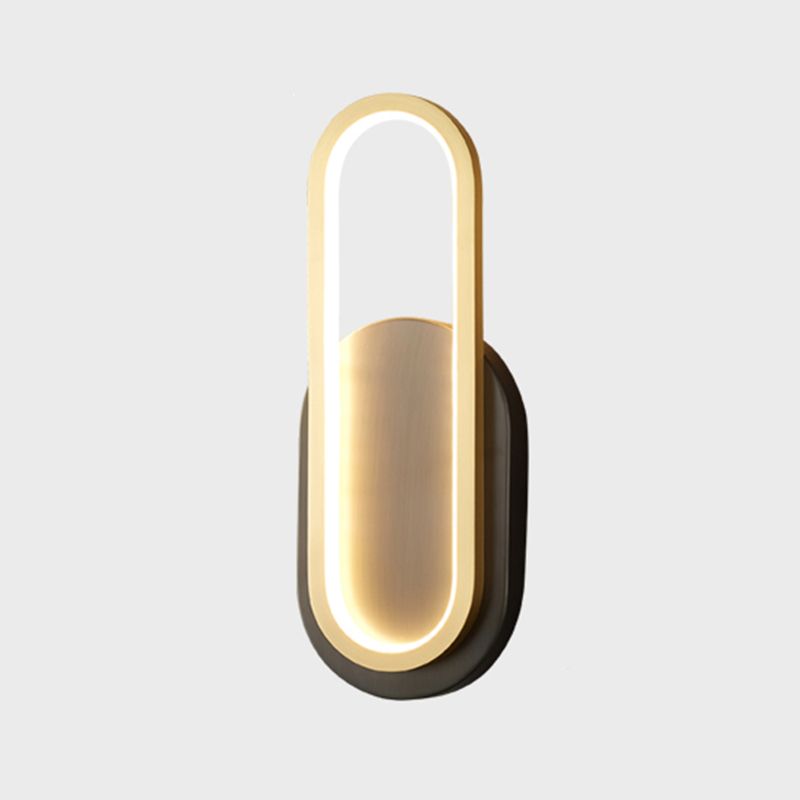 Post Modern Oval Wall Sconce in Black & Gold Finish Solid Brass and Acrylic LED Wall Light