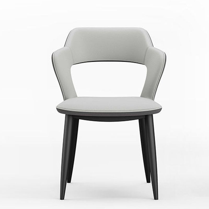 Metal Contemporary Dining Chair with Arms Matte Finish Open Back Dining Side Chair