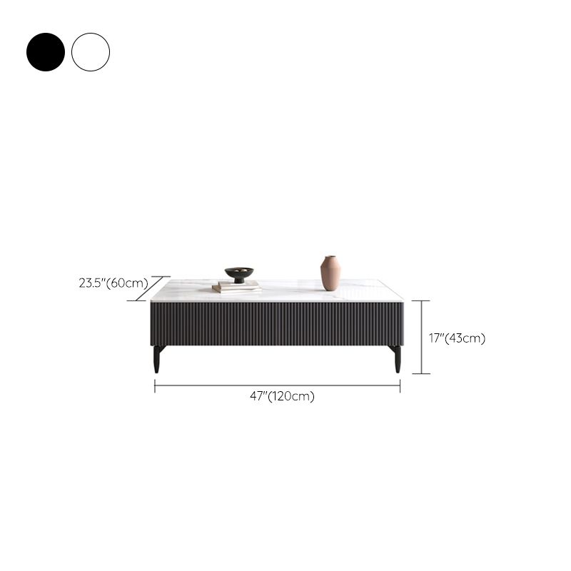 4 Legs Single Coffee Table Rectangle Slate Coffee Table with 4 Drawers
