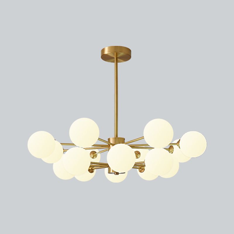 Modern Simplicity Chandelier Light Opal Glass Shade Living Room Lighting Fixture