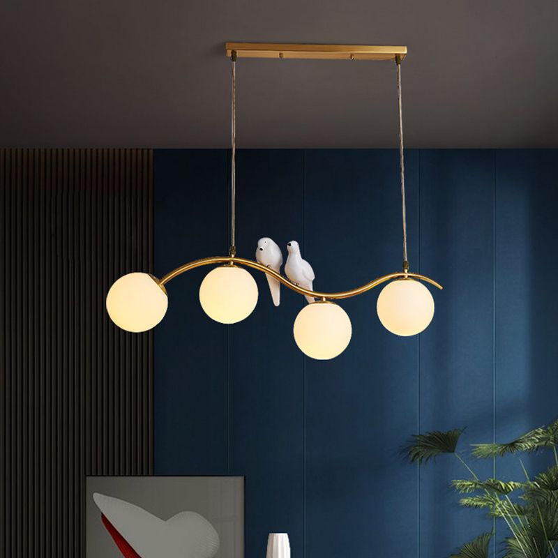 Industrial Style Globe Shape Island Lights Metal 3/4 Lights Pendant Light in Gold