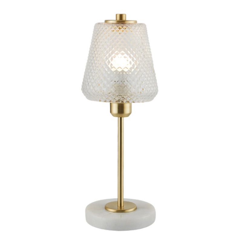 Postmodern Conical Table Lighting Lattice Glass 1 Head Living Room Night Lamp in Gold