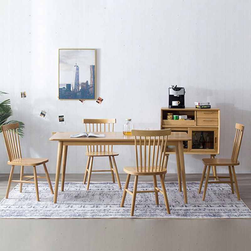 Rechthoek witte eiken vaste houten tafel moderne eettafel met 4 poten voor restaurant