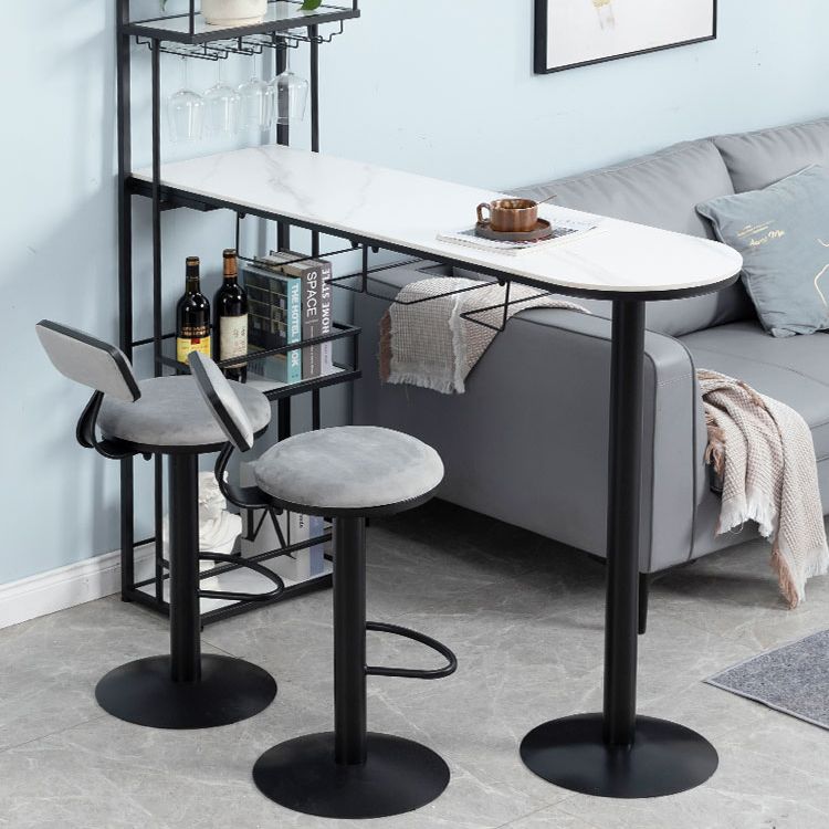 Contemporary Double Pedestal Bar/Dinette Table Wine Rack Stone Counter-height Pub Table