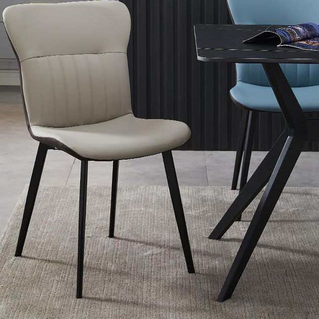 Sillas de comedor contemporáneas, silla sin brazos con patas de metal para cocina