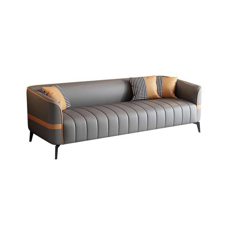Contemporary 25.59" H Faux Leather Tuxedo Arm Sofa for Living Room
