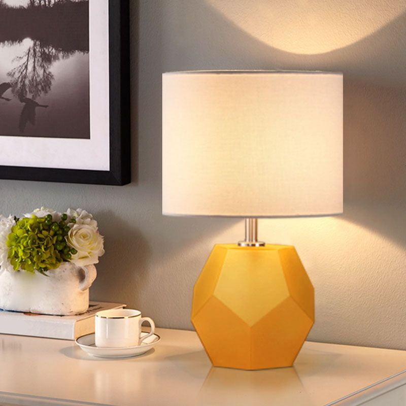 Modern Style Barrel Table Lamp Glass and Fabric 1 Head Night Table Lamps