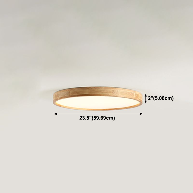 Wood Round Flush Mount Ceiling Light Modern 1 Light Flush Mounted Ceiling Fixture in Brown