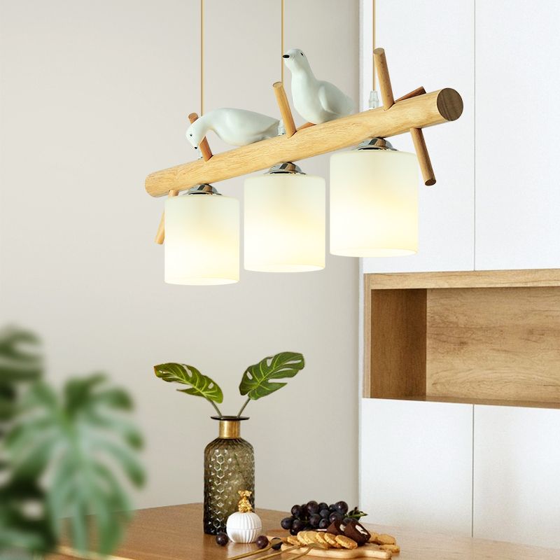 Hedendaags eilandlampen Cilinder Island Lights White Glass voor kookeiland