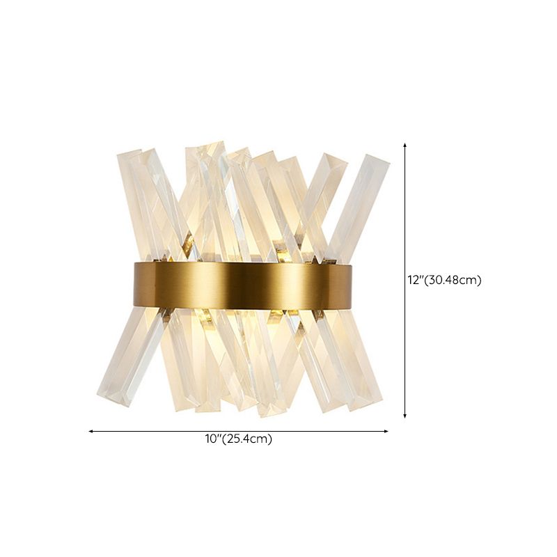 Geometric Shape Crystal Wall Light Modern Style 2 Lights Wall Light Sconce in Gold