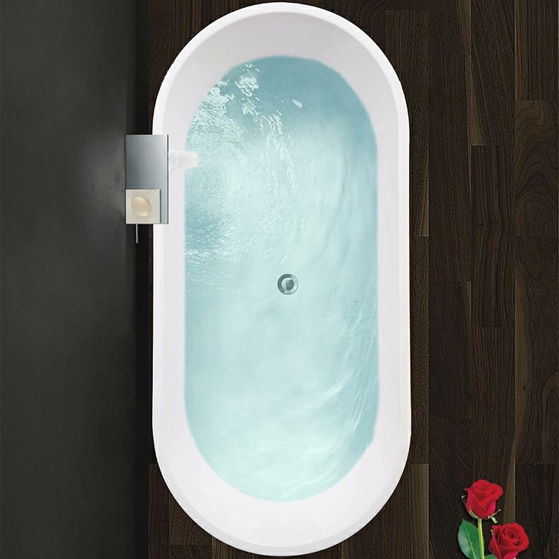 Modern Acrylic Oval Bathtub Freestanding Soaking Bathtub for Bathroom