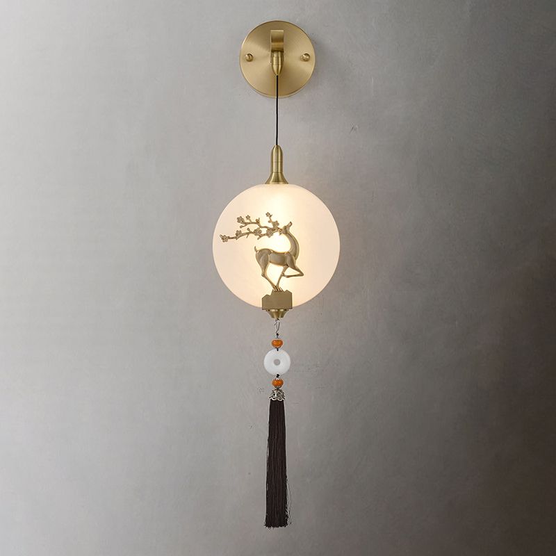 Contemporary White Shade Wall Sconce Lighting Glass Shade Wall Lamp for Living Room