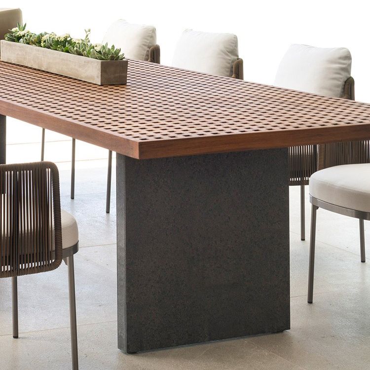 Boho Style Dining Set Wooden Top Rectangular 1/9 Pieces Dining Set