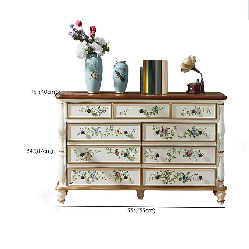 Horizontal Storage Chest Dresser Traditional Dresser with Drawers