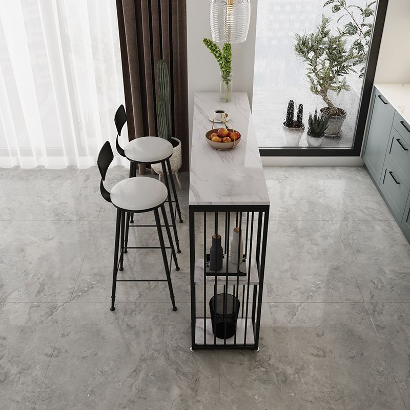 White Marble Kitchen Counter-height Pub Table Rectangle Bar Dining Table