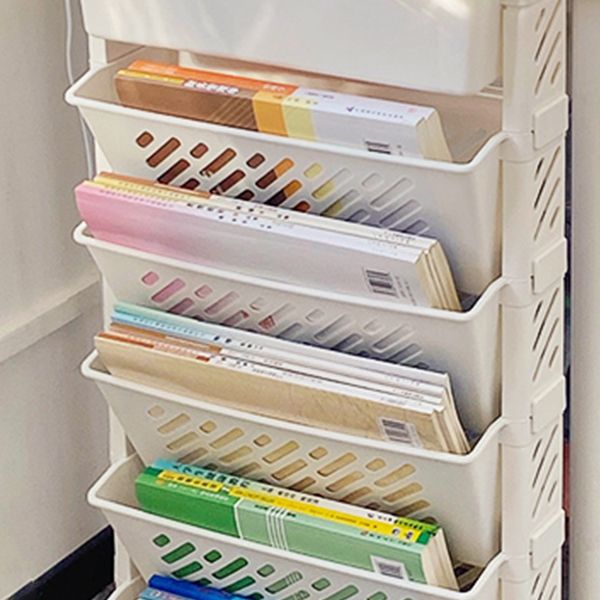 Modern & Contemporary Shelf Bookcase Plastic/Acrylic Bookshelf with Caster