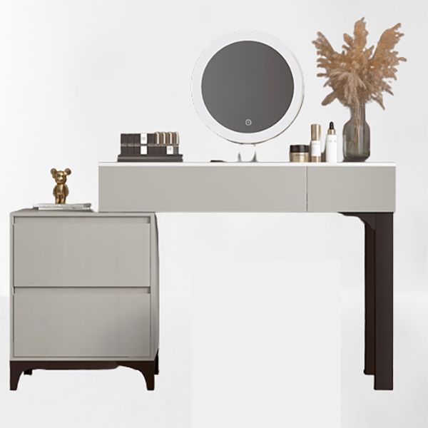 Contemporary Gray Makeup Table With Drawers 14.96 W x 29.52" H for Bedroom