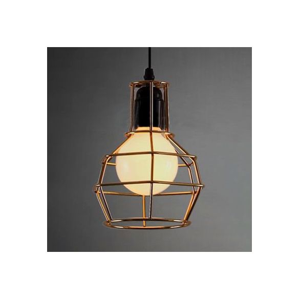 Globe Coffee Shop Hanging Lamp Loft Retro Metallic 1 Head Gold/Silver Finish Pendant Light armatuur met draadframe